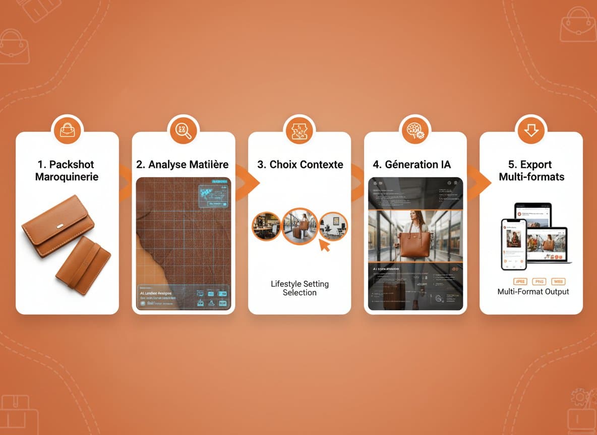 Shooting Maroquinerie Ia Packshot Lifestyle 2025 - Workflow